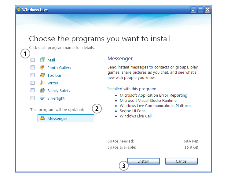 Instalador do Windows Live Messenger