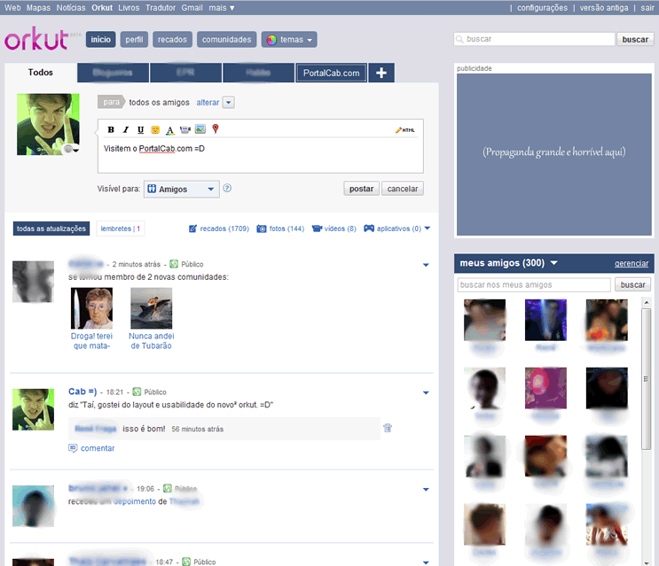 Nova interface do orkut (screenshot)